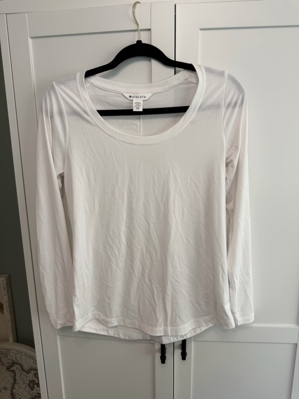 Athleta White Scoop-Neck Long Sleeve Tee